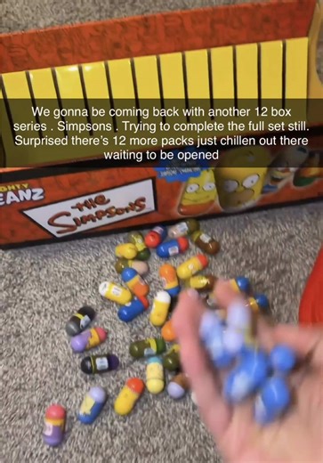 Unfortunately, after opening 12 ultra rare Simpsons Mighty Beanz packs from 2004 I was unable to complete the full 40 Beanz set . They gave me 44 duplicates. Seven of them were Terri or Sherri. I’ll be opening up 12 more packs here hoping to get the final 10 beanz in my collection. I need bean number 1(Bart), 13(Edna), 23(Skinner), 25(Maude) , 30 (Selma), 32 (Dr. Hibbert), 35(Grampa), 36(Wendell), 37 (Martin) & 38 (Otto). 🙏