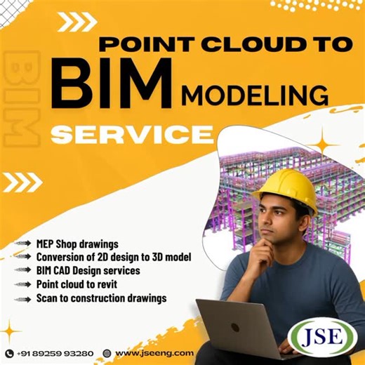 JSE Engineering Private Limited on Instagram: "From Scan to Structure – Accuracy Redefined! Unlock precision with JSE’s Point Cloud to BIM Modeling Services ✅ BIM CAD design & 3D modeling ✅ 2D to 3D conversion for architecture & MEP ✅ MEP shop drawings & detailed 2D CAD drafting ✅ Point Cloud to Revit + Scan to construction-ready drawings 📞 +91 89259 93280 🌐 www.jseeng.com #PointCloudToBIM #ScanToBIM #RevitModeling #2Dto3DConversion #MEPShopDrawings #CADDrafting #BIMServices #DigitalConstructi