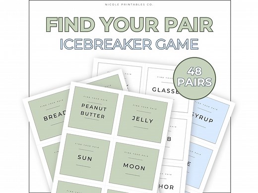 Find Your Pair Icebreaker Game, Printable Office Party, Gathering, and Class Activity Game, Fun Team Building Activity, Find Your Match - Etsy