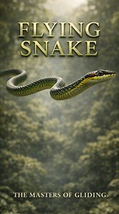 Flying Snake of the Rainforest 🐍 Flying snakes (Chrysopelea species) don’t actually fly — they glide. They jump from tall trees, flatten their bodies by spreading their ribs, and “swim” through the air in smooth S-shaped waves. This unique movement helps them travel between trees, escape predators, and reach new hunting spots. They are harmless to humans and found in the forests of South and Southeast Asia. Nature proves again: you don’t need wings to move through the sky. #FlyingSnake #NatureI