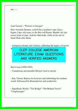 CLEP COLLEGE AMERICAN LITERATURE EXAM QUESTIONS AND VERIFIED ANSWERS video