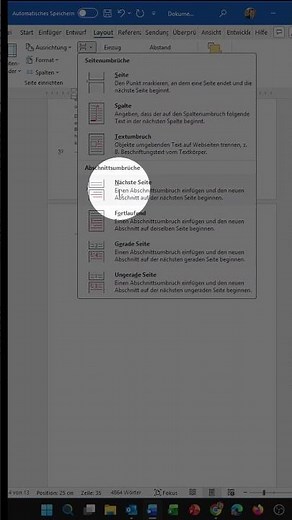 Word: One page in landscape format - the rest remains in portrait format (section break)