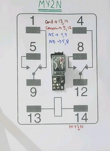 Relay Circuit diagram । Relay wiring । MY2N Relay wiring.