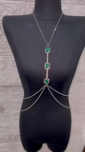 Luxury Chest Chain Green Bikini Beach Lingerie Rhinestone Body Jewelry for Women