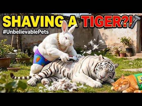 Muscular Rabbit Shaves a Sleeping White Tiger! | #UnbelievablePets