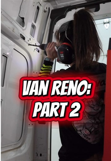 Van Renovation: Part 2 Time to start drilling a bunch of holes for new racks! • • @Anchorlube @Klein Tools #kleintools #workvan #anchorlube #theladyplumber #plumbingvan