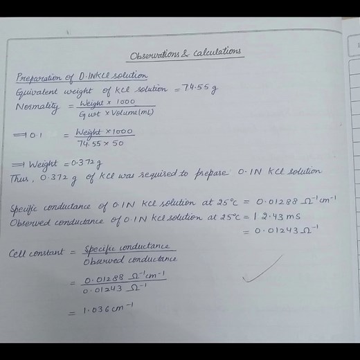 To determine Cell Constant of Conductivity Cell - Chemistry (H) - Physical Practical