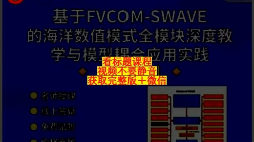 礼原科研 基于FVCOM-SWAVE的海洋数值模式全模块深度教学与模型耦合应用实践