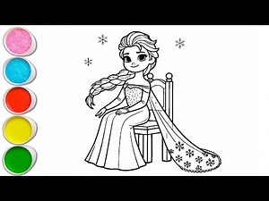 Cute Elsa Frozen Drawing for kids, Painting & Coloring for kids, Toddlers | Let's Draw Together