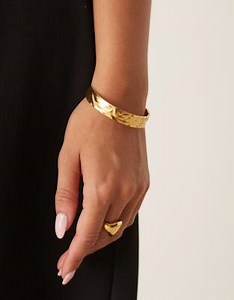 Lost Souls hammered cuff bracelet in 18ct gold plated stainless steel | ASOS