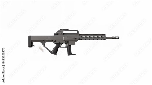Semiautomatic rifle discharge sequence with ejecting shell and visible muzzle flash