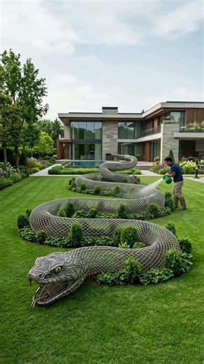 Giant Snake Appeared in This Luxury Garden 🐍😳#topiary