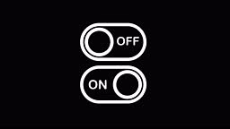 Modern flat button with dark mode switch on white background. White...