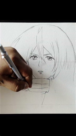 #shorts Drawing Mikasa Ackerman from Attack on Titan [Tutorial]#attackontitan #art #drawing (part 1)