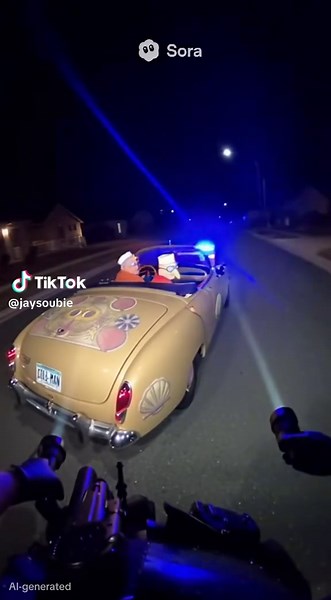 bodycam footage shows officers conducting traffic stop on Mermaid Man and Barnacle Boy and flee from the stop #sora2 #ai #spongebob #police #bodycam