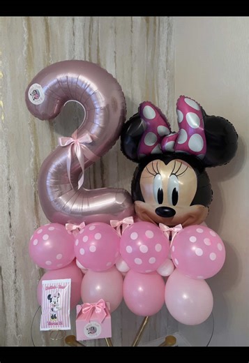 Minnie Mouse balloon stack 💗🥹#smallbusinessowner #fyp #bells