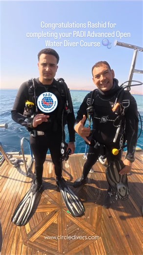 Congratulations to Rashid, who completed his PADI Advanced Open Water Diver Course with Hamada this week 🎊 Well done Rashid 👏🏾🫧 Learn to dive with us @circledivers_sharmelsheikh Check out our website for more details - https://www.circledivers.com/diving-in-sharm-el-sheikh/special-offers. booking@circledivers.com WhatsApp: 2 01022180946 #ScubaDiving #UnderwaterWorld #0ceanLife AdventureTravel DiveLife RedSeaDiving PADI5Star DiveAdventure ExploreTheOcean DivingAddicts TravelEgypt DiveWithUs D