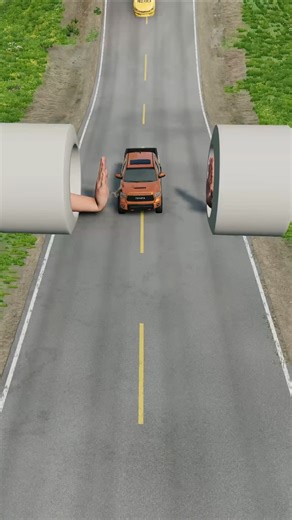 Little cars vs Hand bollard crazy crashes #beamngdrive #cars #bus #beamng #beamngcrashes #truck