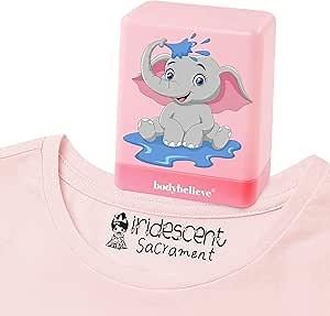 Name Stamp for Clothing Kids - Personalized Clothing Labels for Daycare, Nursing Homes, and More. Name Stamps Self Inking Personalized. (Pink)
