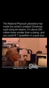 The National Physical Laboratory has made the world’s smallest Christmas card using ion beams. It’s about 200 million times smaller than a stamp, and you could fit 7 quadrillion in a post box. | Historyinmemes