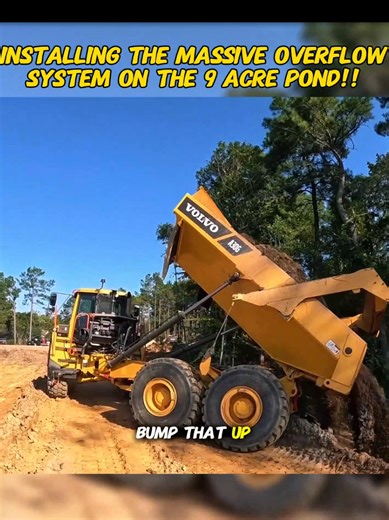 INSTALLING THE MASSIVE OVERFLOW SYSTEM ON THE 9 ACRE POND!! #excavator #excavation #dirtwork #heavymachinery #pond