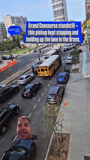 88K views · 547 reactions | Grand Concourse standstill — this pickup kept stopping and holding up the lane in the Bronx. Not sure what’s going on, but it’s causing delays. Stay patient and drive safe, NYC. #NYC #Bronx #GrandConcourse #NYCtraffic #NYCstreets #StreetWatch #RoadSafety #NYCnews #CityLife #OnlyInNYC #TrafficAlert #OnTheRoad #BeSafeNYC #ViralNYC #CityBoyTimes #cityboytimes #cityboytimesdaily Video credit to tt user @ | Gomez V Omar | Facebook