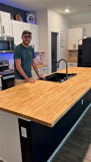 Upgrade to butcher block. #butcherblock #woodArt #countertops #kitchen
