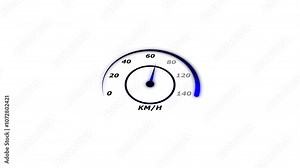 Animation of car dashboard speed rpm meter icon concept.Car fuel dashboard moving up. Speed meter animation. Indicator of speed meter.
