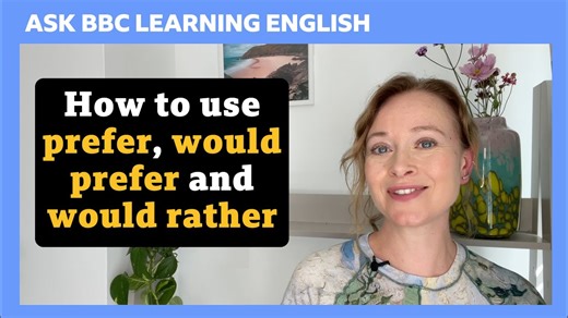 🤩 Maria has sent us a question. She wants to know the difference between 'prefer', 'would prefer' and 'would rather'. 👀 Watch the video and then practise what you've learnt by writing some example sentences. 💬 👇👇👇 👋 Do you have a question you want us to answer? Send your questions to us at learning.english@bbc.co.uk #grammar #prefer #wouldrather #learnenglish | BBC Learning English