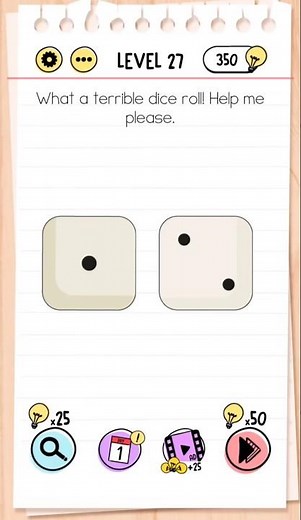 Brain Test Level 27 Walkthrough - What a terrible dice roll! Help me please 🧠 #Shorts