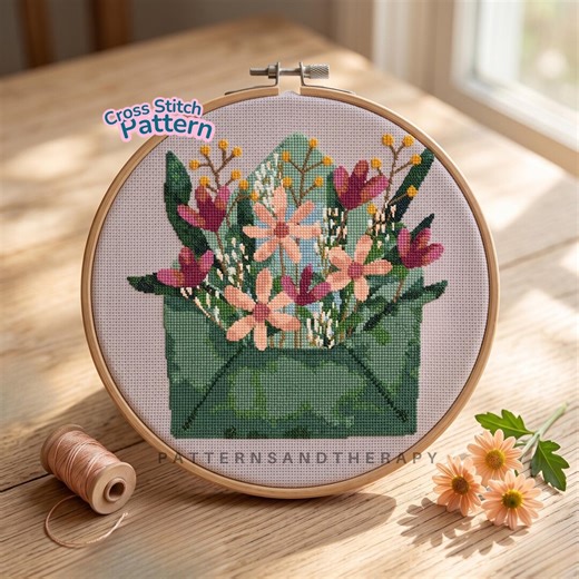 Flower Cross Stitch Chart Pattern Template PDF - Etsy