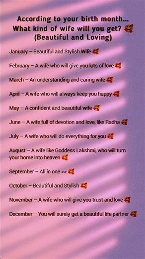 Find Your Future Wife Based on Your Birth Month! 💍