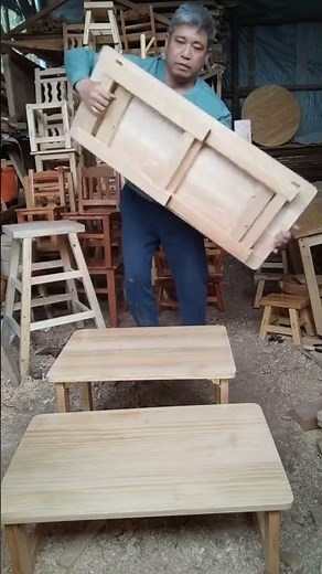 Folding children's desk made of solid wood Handmade wooden furniture Table making