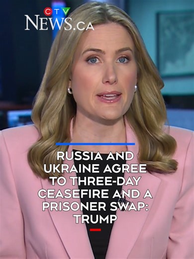 Russia and Ukraine agree to a three -day ceasefire and a prisoner swap: Trump - U.S. President Donald Trump said Friday that the leaders of Russia and Ukraine have agreed to his request for a three-day ceasefire and an exchange of prisoners, adding that such a halt to hostilities could be the “beginning of the end” of the long war between them.