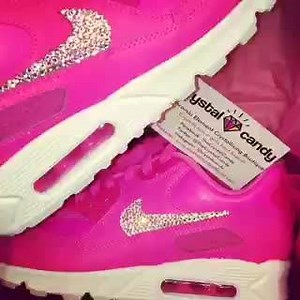20K views · 803 reactions | SWAROVSKI CRYSTAL BARBIE PINK NIKE AIR MAX 90's! Shop these from ONLY £80!! https://www.crystalcandyofficial.com/collections/crystal-nike-air-max-90s/products/crystal-nike-air-max-90s-in-barbie-pink | Crystal Candy | Facebook
