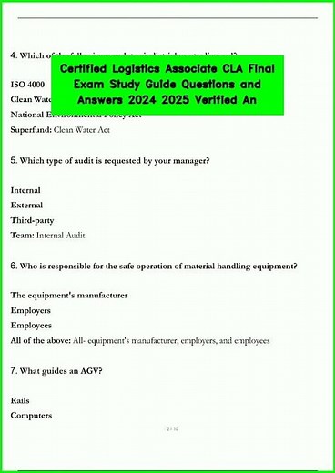 Certified Logistics Associate CLA Final Exam Study Guide Questions and Answers 2024 2025 Verified An
