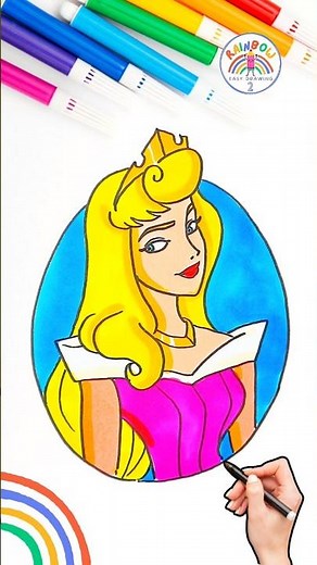 Draw Disney Princesses | Draw Cute Princess Aurora Drawing 🌈👸🏼#disney #drawing #shorts #viral