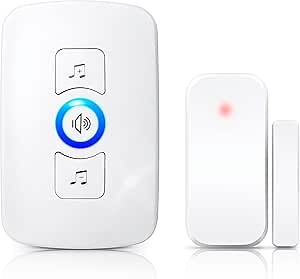 KERUI Doorbell Chime,Smart Wireless Door Chime with 60 Melodies,5 Adjustable Volumes and LED Indicators, 1000FT Long Range Door Sensor with Alarm Sound for Home/Window/Business Entry/Garage/Store Open