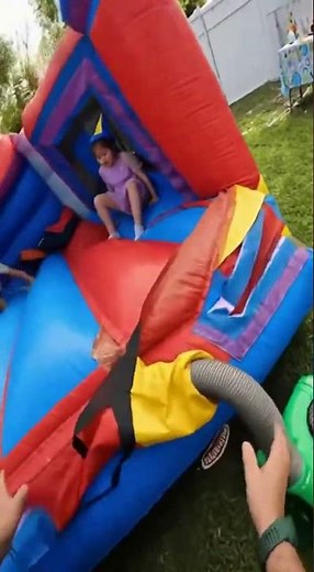 This is what the disaster looks like in first person: inflatable castle collapses during the part...