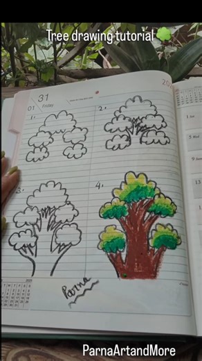 Tree drawing easy and step by step | #easydrawing #tree #shorts #drawingtutorials