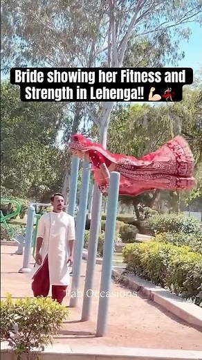 Bride Flexing her Strength in Lehenga | Wedding Fun | Bride Style | Couple Goals | Fitness Freak