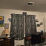 BUHUA Black Out Curtains 72 Inch Long 2 Panels, Soundproof Curtains with Elegant Silver Tree Branches Print, Heat Blocking Curtains for Livingroom, 38W x 72L, Aqua