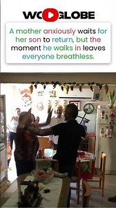 Emotional homecoming as a son surprises his mom after seven years apart