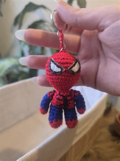 Handmade Crochet Spider-man Keychain – Mini Amigurumi Superhero Bag Charm - Etsy