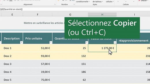 Déplacer ou copier des cellules, des lignes et des colonnes