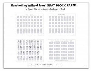 Gray Block Paper, 105 Sheets --K to 1 3 Types of Practice Sheets - 35 Pages Each
