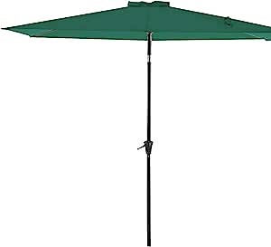 Bluu Rectangular Patio Umbrella Outdoor Market Table Umbrella with Push Button Tilt and Crank, 6.6 by 9.8 ft(Pine Green)