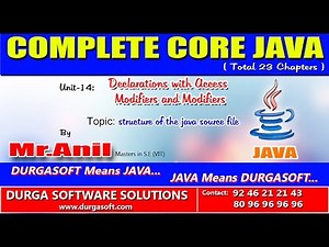 Core Java Declarations with Access Modifiers and Modifiers structure of the java source file