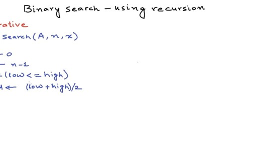 Binary Search - Recursive implementation [-bQ4UzUmWe8]