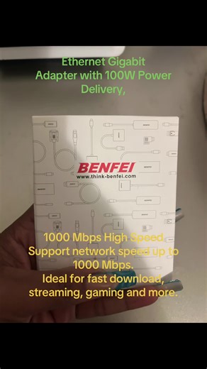 BENFEI USB-C to Ethernet Gigabit Adapter with 100W Power Delivery, 1000 Mbps High Speed Support network speed up to 1000 Mbps. Ideal for fast download, streaming, gaming and more. #power #mbps #highspeed #download #ethernet #gigabyte #benfei #usb #usbcharger